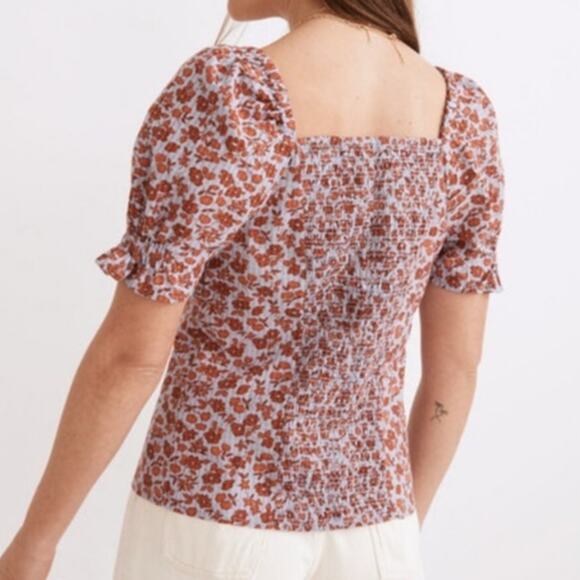 NWOT Madewell Button-Front Smocked Back Top in Piccola Floral Size 4 - Picture 3 of 10